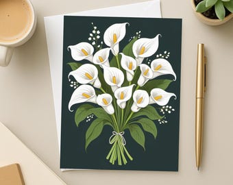 Biglietti di auguri Calla Lily: elegante set di 10 articoli di cancelleria floreale