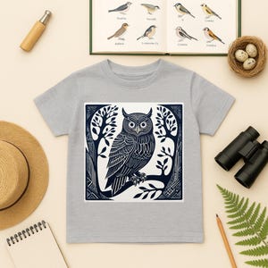 Owl Art Kids Tee, Cute Animal T-Shirt, Nature Lover Gift, Woodland Theme Shirt, Children&#39;s Owl Apparel, Halloween Outfit, Eco-Friendly [...]