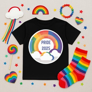Pride Rainbow Kids Tee, Children&#39;s Pride Shirt, LGBTQ+ Kids Clothing, Fun Summer Tee, Colorful Kids Apparel