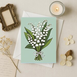 Lily of the Valley Greeting Cards - Set of 10 Blank Floral Notecards with Envelopes, Elegant Botanical Stationery, Spring Flower Gift Set