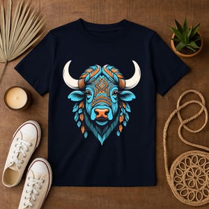 Colorful Buffalo Kids Tee, Animal Lover Gift, Wildlife T-Shirt, Fun Kid&#39;s Apparel, Birthday Present for Children
