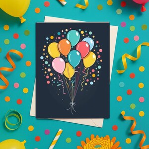Geburtstags-Ballons Grußkarten - 10er-Set Blanko-Grußkarten mit Umschlägen, buntes Party-Briefpapier, festliches Geschenkkarten-Set