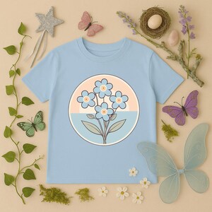 Forget Me Nots Flowers Kids Shirt, Cute Floral Tee, Spring Outfit, Birthday Gift, Everyday Wear, Playtime Shirt, Gift for Girls, Cottagecore