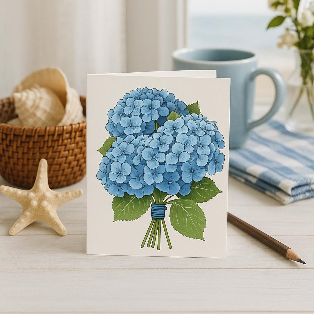 Blue Hydrangea Notecards: Floral Stationery Set of 10 - Etsy