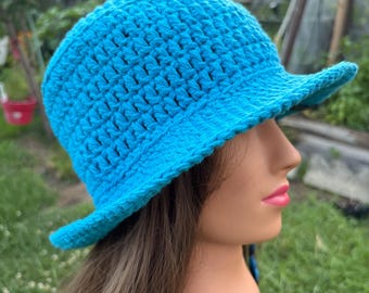 Blue Handmade Crochet bucket Hat