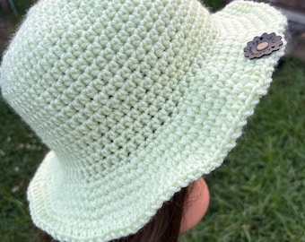 Light Yellow Handmade Crochet bucket Hat
