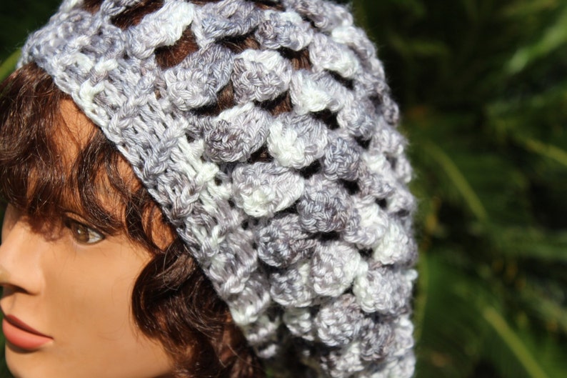 Smokey Grey Puff Stitch Beret Crochet hat