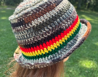 Camouflage Rasta Handmade Crochet bucket Hat