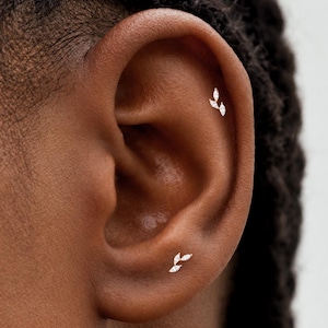 Titanium Marquise Push Pin Stud • Threadless Flat Back Earring • Helix Stud • Tragus Stud • Cartilage Stud • 16/18G