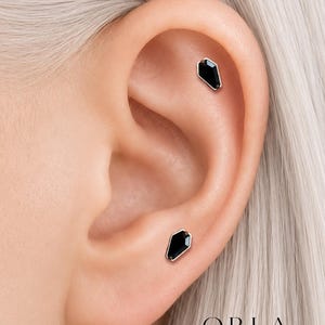 Gothic Coffin Flat Back Earring • Coffin Stud • Gothic Cartilage Earring • Halloween Earring • Implant Grade Titanium • Silver/Gold