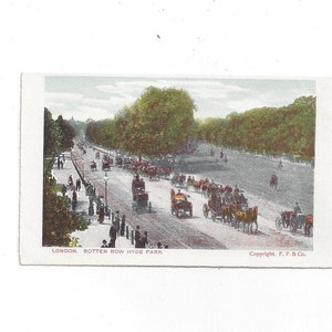 1904-1916 Vintage Postkarte von Rotten Row, Hyde Park, London, England, F. Frankel, handgefärbt, Unposted, Britisch