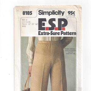 Simplicity 8185 Pattern E.S.P., Extra Sure Pattern for Misses' Pull On Pants, Plus Sizes 16-20, From 1977, Vintage Pattern, Home Sew Pattern