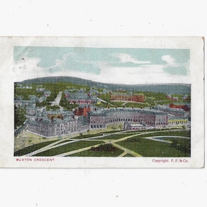 1906 Pocztówka Buxton Crescent, Derbyshire, Anglia, wysłana z znaczkiem Half Pence, wiadomość, zabytkowa karta
