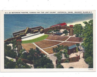 The Lost Colony Waterside Theatre, Roanoke Island, North Carolina, 1940s Linen, Unposted, Historical Drama, Upcycle Scrapbook