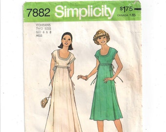 Simplicity 7882 Pattern for Misses' Dress in 2 Lengths, Sizes 6 & 8, From 1977, Vintage Pattern, Vintage Home Sewing, 1977 Fashion Sewing