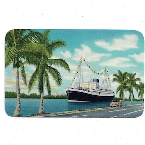 Carte postale des années 1950 du navire de croisière SS Florida, Miami, Floride, à destination de H * vana, non encadrée, souvenirs de voyage éphémères, album upcycle