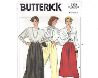 Butterick 3028 Pattern for Misses' Evening Skirt, Pants, Size 12, 14, 16, From 1985, FACTORY FOLDED, UNCUT, Vintage Pattern, Home Sewing