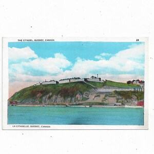 Cartão postal dos anos 1920-1930 da Cidadela, Quebec, Canadá, não publicado, colorido, pub. por Librairie Garneau, lembrança de viagem