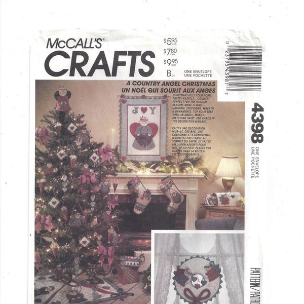 McCall’s 4398 Crafts Pattern for Country Angel Christmas, Heart & Sole, années 1980, FACTORY FOLDED, non coupé, Bas, motif vintage, Home Sew