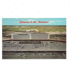 1960er Jahre Miami International Airport, Florida, Hotelansicht, ungepostet, Reiseandenken, Upcycle-Sammelalbum-Versorgungsmaterial, Flugreisen