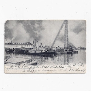 Pocztówka League Island Navy Yard z 1905 r. w Filadelfii w Pensylwanii, wysłana z wiadomością, znaczek 2-centowy, antyczne pamiątki, historyczne, podróżnicze