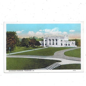 Carte postale Governor's Mansion, Frankfort, Kentucky, sans affectation, des années 30, souvenir de voyage, pub. Cadeaux pour scrapbooking Upcycle by Kyle Co.