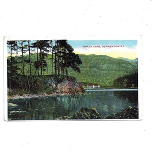 40er Jahre Postkarte von Friars Crag, Derwentwater, Lake District, England, Farbton, UnPosted, British Travel Ephemera