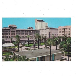 Carte postale des années 1960 de Hemming Square, Jacksonville, Floride, Non postée, Restaurant tournant, May Building, Souvenir de voyage vintage