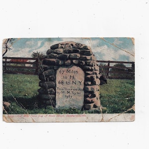 Wczesna pocztówka z lat 1900. z 1787 r., kamień milowy, Danbury, Connecticut, wysłana – bez znaczka, 3,5 x 5,5 cala