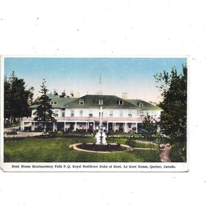 Cartão postal das décadas de 1920 a 1930 da residência do Duque de Kent, Montmorency Falls, Quebec, Canadá, não publicado, colorido, lembrança de viagem,