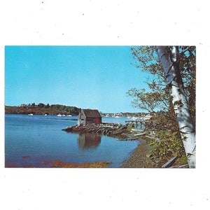 Cartão postal da década de 1960 de Bailey Island, Maine, não postado, Lobster Shack on the Nubble da Route 24, Travel Souvenir Ephemera,