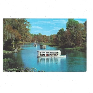 Silver Springs, Florida Postkarte, berühmte Glasbodenboote, ""Nature's Underwater Fairyland"" aus den 1960er Jahren, Upcycle Scrapbook Versorgung."