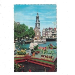 Postal antigua del Canal de Amsterdam, Holanda, Minttower o Muntorren, La tour de Monnale, Sin publicar, Recuerdo de viaje, Upcycle Scrapbook