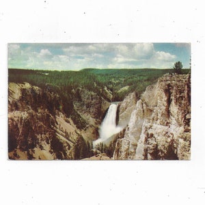1954 Carte postale de Lower Falls de Moran Point, Parc national de Yellowstone, Wyoming, Posté avec 2, Timbres d’un cent, Message