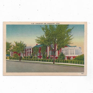Carte postale en lin des années 40 de Kingsport Inn, Tennessee, près du centre-ville, sans affichage, souvenir de voyage, jolies couleurs, scrapbooking recyclé