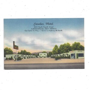 Cavalier Motel Linen Postcard, Albuquerque, New Mexico, North 4th  Ave. Unposted, Travel Souvenir, Upcycle Scrapbook Supply, Vic Beasley