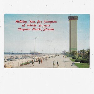 Daytona Beach Boardwalk Postkarte, Florida, Observation oder Lookout Tower Sichtbar, Reise-Souvenir, Nicht gepostet, Upcycle Scrapbook Lieferung, Beschädigung