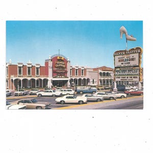 Srebrna pocztówka pantofelek, pokaz burleski Barry'ego Ashtona, Las Vegas, Nevada, z lat 60. i 70., nieopublikowane, pamiątka z podróży, album ze zdjęciami z recyklingu