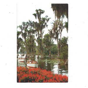 1962 Pocztówka Cypress Gardens, Floryda, Statek wycieczkowy, Opublikowana ze znaczkiem 3 Cent, Odręcznie napisana wiadomość, Pamiątka z podróży