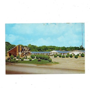 1950er Vintage Farbpostkarte von Alamo Plaza Gerichte, Henderson, Kentucky, Unposted, Reise Souvenir