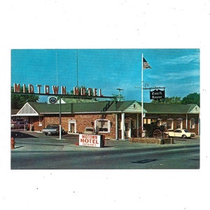 Midtown Motel Friendship Inn Postkarte, 1960er Jahre, Jackson, Tennessee, Unposted, Coach House Restaurant, Vintage Reise Souvenir Ephemera