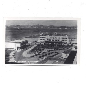 Cartão postal com foto real da década de 1930 do Aeroporto do Rio de Janeiro ou Aeroporto, Brasil, não publicado, sem impressão no verso, lembrança de viagem para a América do Sul, Upcycle