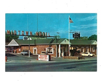 Midtown Motel Friendship Inn Postcard, 1960s, Jackson, Tennessee, Unposted, Coach House Restaurant, Vintage Travel Souvenir Ephemera