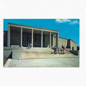 1961 Harry S. Truman Library Postcard, Independence, Missouri, Opublikowano z wiadomością, Znaczek 3 Cent, US Highway 24, Pamiątka z podróży, Upcycle