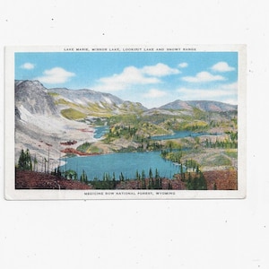 Carte postale des années 1950 de Lake Mirror, Lookout, Lake Marie, Medicine Bow National Forest, Wyoming, Non posté avec Écriture, Voyage
