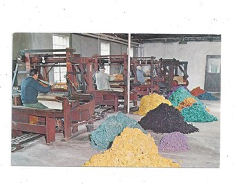Biltmore Homespun Weaving Postcard, Asheville, North Carolina, Posted in 1980 with Message, 10 Cent Stamp, Travel Souvenir, Upcycle Vintage