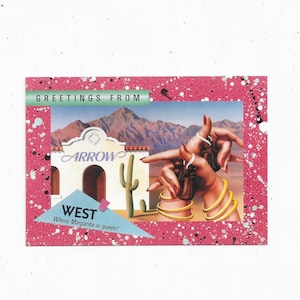 Werbepostkarte der Arrow West Bar oder des Restaurants mit Margarita-Rezepten, aus dem Jahr 1990, Hartford, Connecticut, ungepostet, 3,5 x 5,5 Zoll
