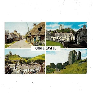 1970 Postkarte von Corfe Castle, Dorset England, Posted with 4 d and 1 d Stamps & Message, Souvenir, Großbritannien