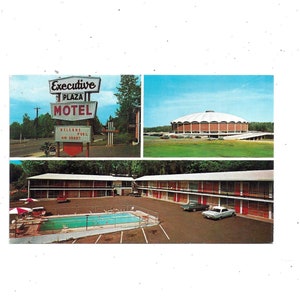 Cartão postal dos anos 1960 do Executive Plaza Motel & Restaurant, Charlottesville, Virgínia, não publicado, 3 visualizações, lembrança de viagem,