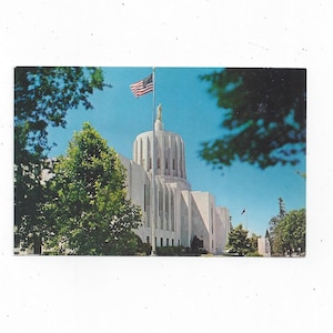Cartolina del Campidoglio dello Stato dell'Oregon a Salem, non spedita, anni '60, struttura in marmo, souvenir di viaggio vintage, regalo di riciclo creativo